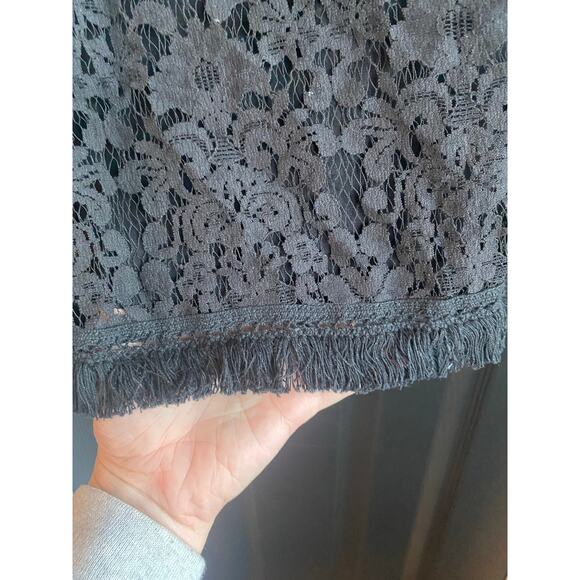 BAILEY 44 Black Floral Fringe Lace Off The Shoulder Shirt-Size M - Picture 9 of 9